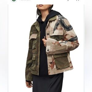 All Saints Finch Camouflage denim jacket size 12